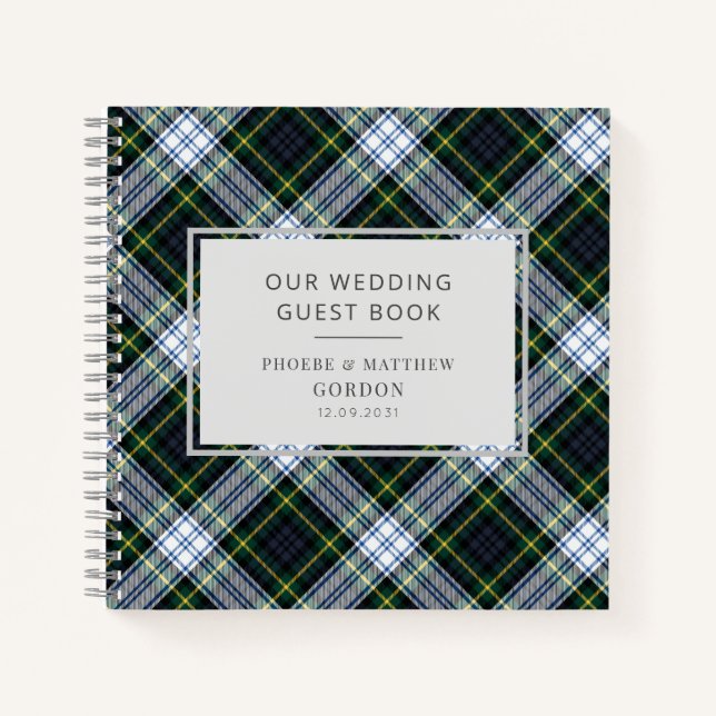 Tartan Plaid Green Chequered Wedding Guest Book (Front)