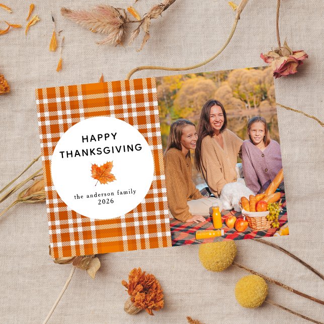 Tartan Plaid | Happy Thanksgiving Autumn Photo Holiday Card (Creator Uploaded)