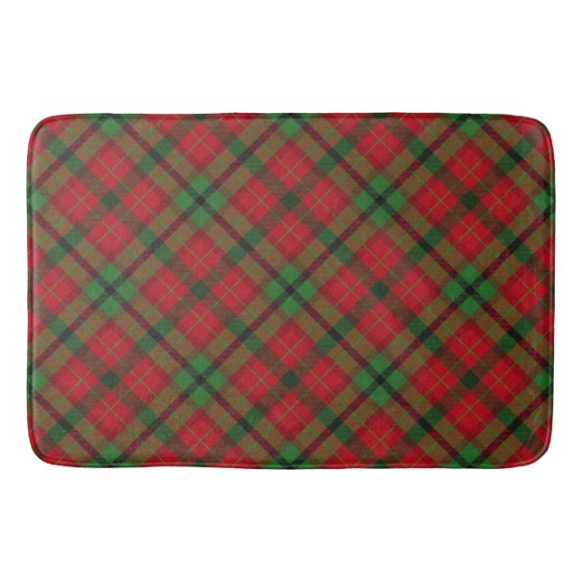 Tartan Plaid Holiday Festive Christmas Bath Mat (Front)