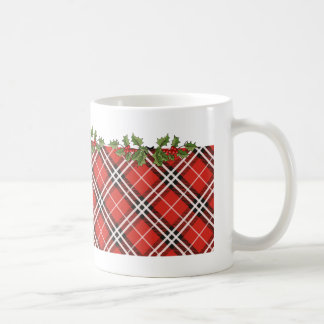 Tartan Plaid & Holly Christmas Coffee Mug