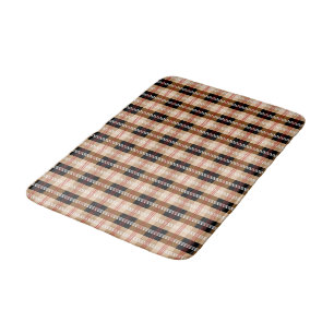 Tartan plaid in black and tan bath mat