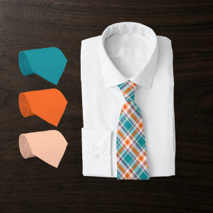 Tartan Plaid in Caribbean Teal, Deep Aqua Blue... Tie