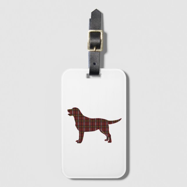Tartan Plaid Labrador Retriever Luggage Tag (Front Vertical)