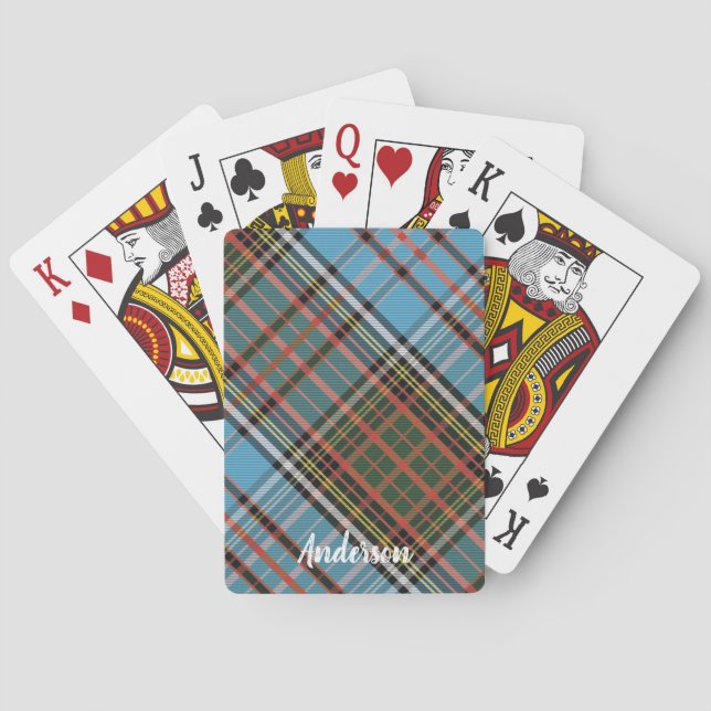 Tartan Plaid Light Blue Rustic Clan Anderson Playing Cards (Back)