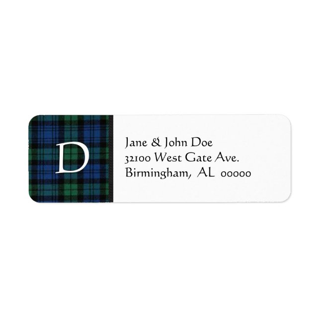 Tartan Plaid Monogram Address Labels (Front)