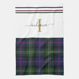 Tartan Plaid Monogram Name Rustic Clan Sutherland Tea Towel