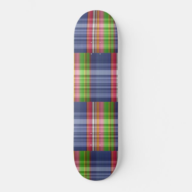 Tartan Plaid Multi Colour Off Set Skateboard (Front)
