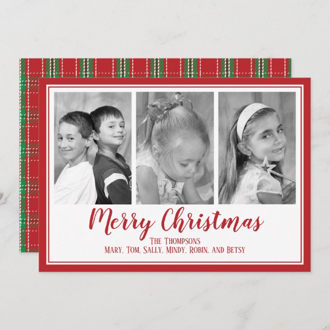 Tartan Plaid Multi  Photo Christmas Photo Card (Front/Back)