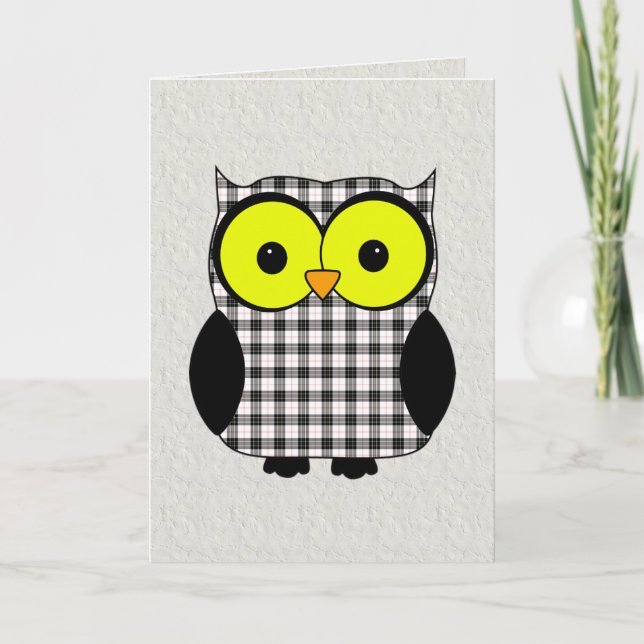 Tartan Plaid Owl V9 Birthday Card (Front)