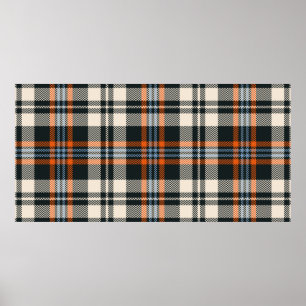 Tartan plaid pattern autumn in black, orange, blue poster