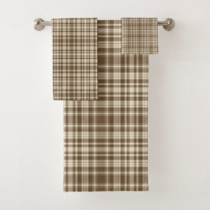 Tartan Plaid Pattern Brown & Beige No. 70 Bath Towel Set