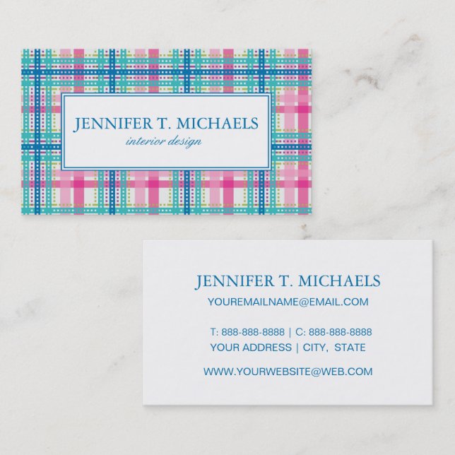 Tartan, plaid pattern business card (Front/Back)