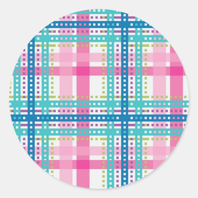 Tartan, plaid pattern classic round sticker (Front)
