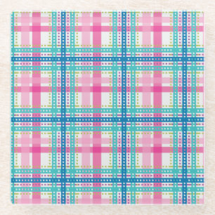 Tartan, plaid pattern glass coaster