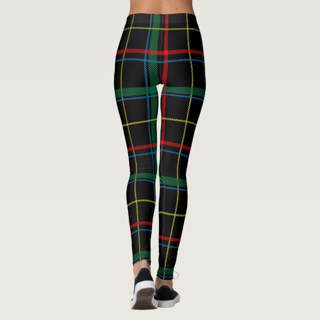 Tartan plaid pattern, green and red, leggings (Back)