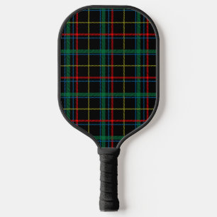 Tartan plaid pattern, green and red, pickleball paddle
