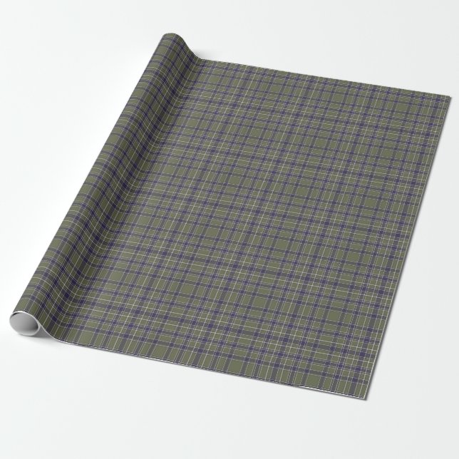 Tartan Plaid Pattern Green, Blue & Beige No. 71 Wrapping Paper (Unrolled)