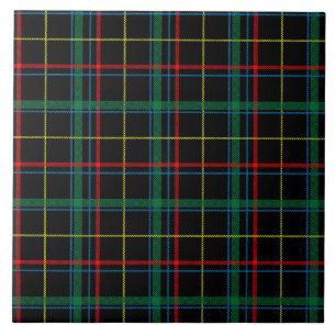 Tartan Plaid Pattern, Green, Ceramic Tile