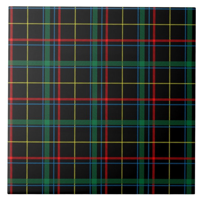 Tartan Plaid Pattern, Green, Ceramic Tile (Front)