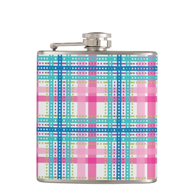 Tartan, plaid pattern hip flask (Front)
