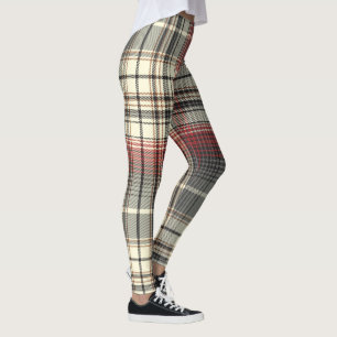 Tartan Plaid Pattern red grey white Leggings