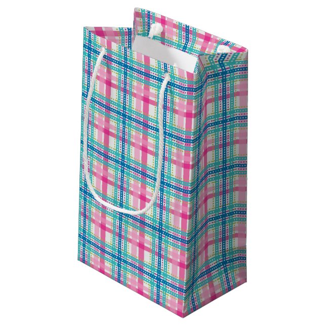 Tartan, plaid pattern small gift bag (Back Angled)