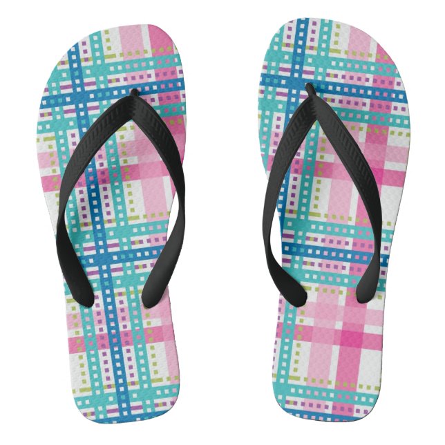 Tartan, plaid pattern thongs (Footbed)