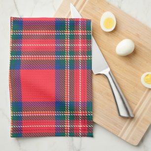 Tartan Plaid Red Classic Festive Christmas Holiday Tea Towel