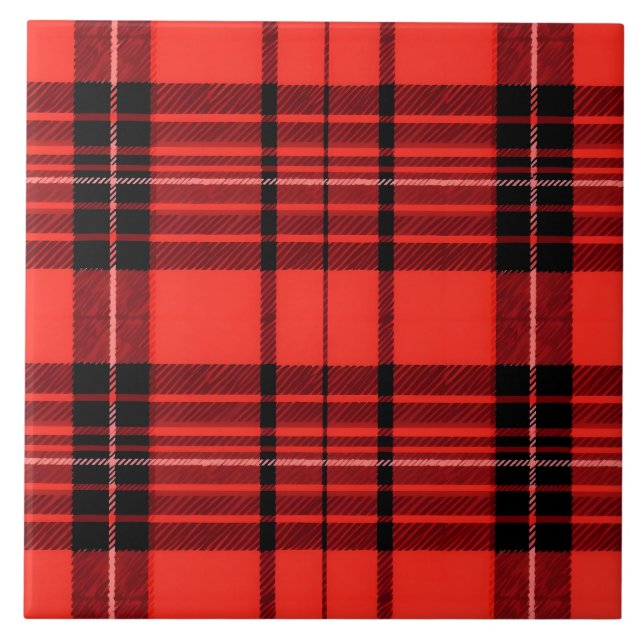 Tartan Plaid Red Traditional Modern Collection Ceramic Tile (Front)