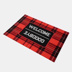 Tartan Plaid Red Traditional Modern Collection Doormat