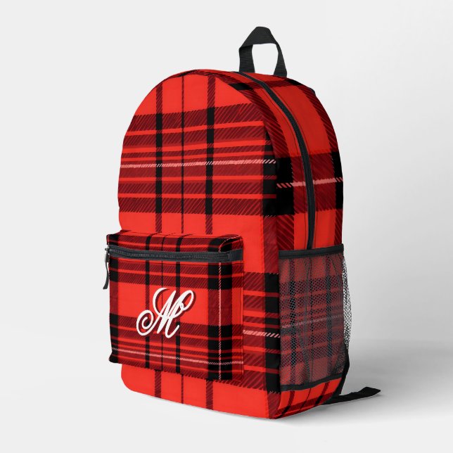 Tartan Plaid Red Traditional Modern Collection Printed Backpack (Back Corner Right)