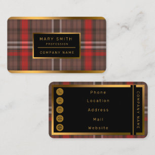 Tartan Plaid Red Traditional Trendy Collection Business Card