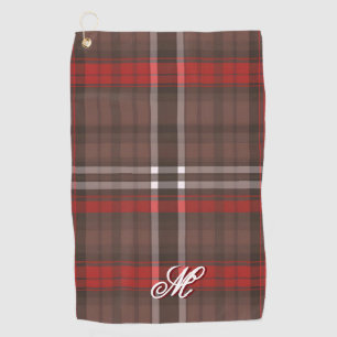 Tartan Plaid Red Traditional Trendy Collection Golf Towel