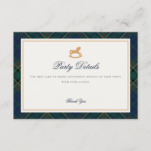 Tartan Plaid Rocking Horse Details Insert Card