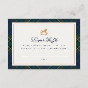 Tartan Plaid Rocking Horse Diaper Raffle Card