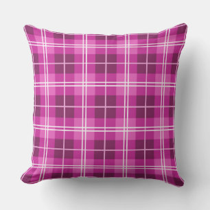 Tartan Plaid Style Pattern in Shades of Pink Cushion