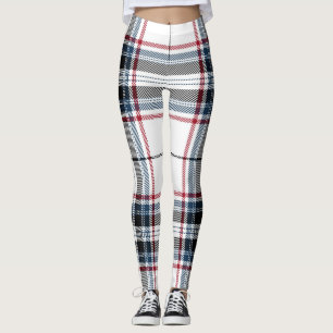Tartan Plaid Trendy Blue Red Black White Pattern Leggings
