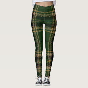 Tartan Plaid Trendy Green Black Brown Pattern Leggings