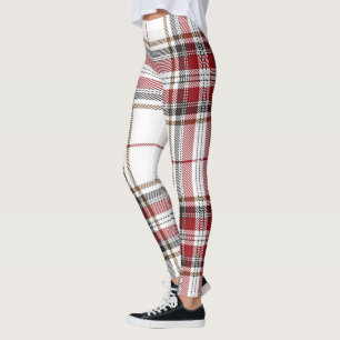 Tartan Plaid Trendy Red And White Pattern Leggings