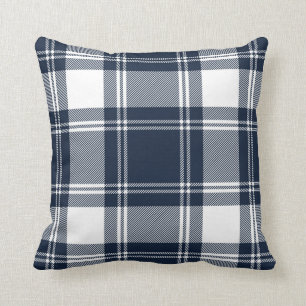 Tartan Plaid Trendy Scottish Blue White Cushion