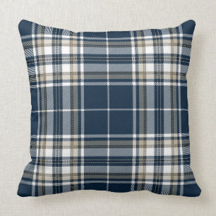 Tartan Plaid Trendy Scottish Blue White Cushion