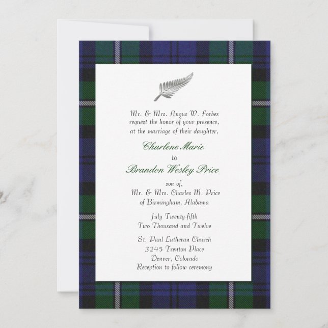Tartan Plaid Wedding Invitation (Front)