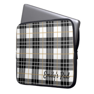 Tartan Plaid With Name Laptop Sleeve