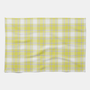 Tartan Plaid Yellow, Grey & White No. 63 Tea Towel