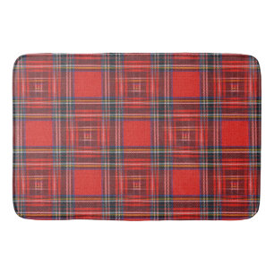 Tartan plaids pattern royal red fabric bath mat