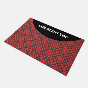 Tartan plaids pattern royal red fabric doormat