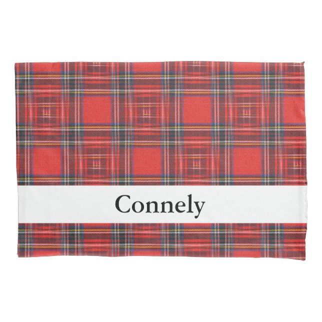 Tartan plaids pattern royal red fabric pillowcase (Front)