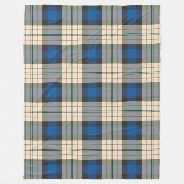 Tartan plaids pattern - traditional blue beige fleece blanket (Front)