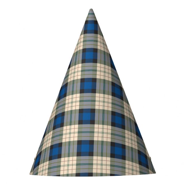 Tartan plaids pattern - traditional blue beige party hat (Front)
