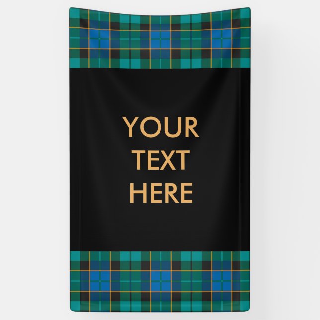 Tartan plaids pattern - traditional blue green banner (Vertical)